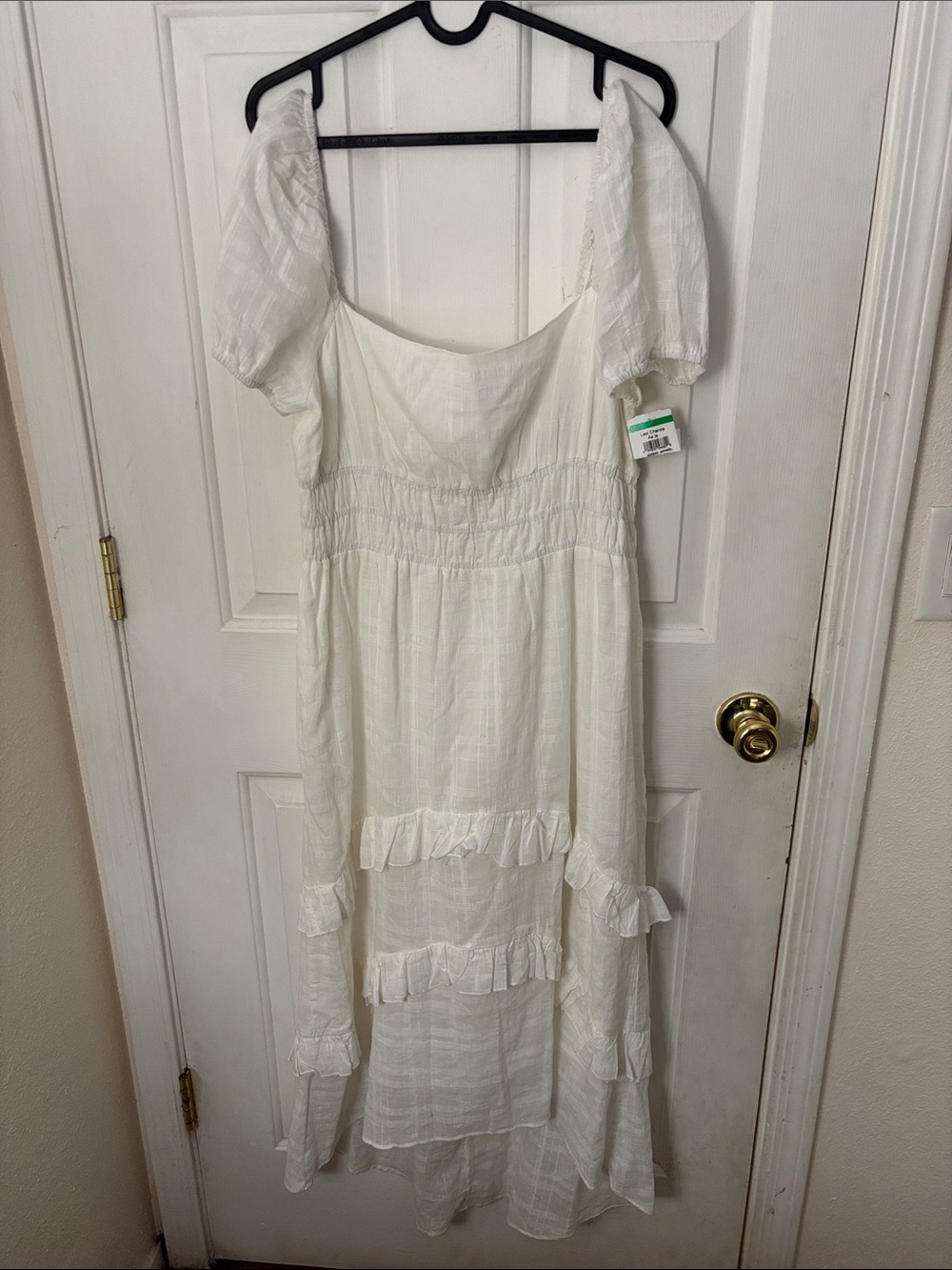 All in Favor White Maxi Dress with Puff Sleeves